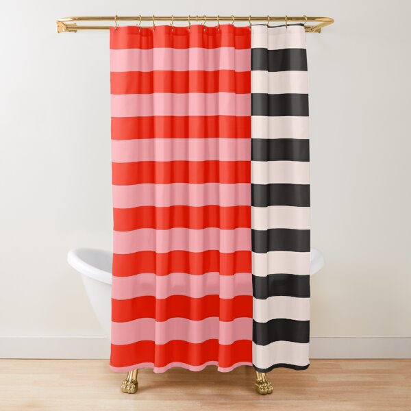  ALAGEO Cortina de ducha a rayas rojas y blancas para baño,  cortinas de ducha de tela de poliéster Waterprrof, cortinas decorativas  rojas de Navidad para juegos de cortinas de baño con