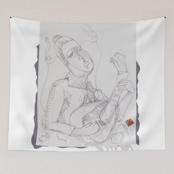 Item preview, Modernist Lady Playing Mandolin (drawing by ACCI) designed and sold by VanyssaGraphics.