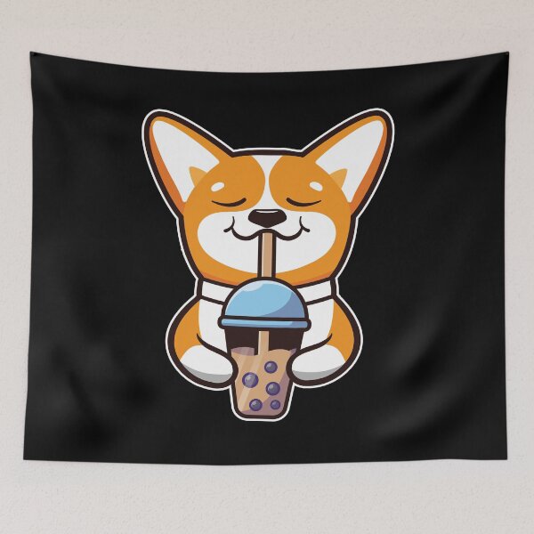 Item preview, Kawaii Boba Cute Anime Dog Corgi Kawaii Tea Drink Dark  designed and sold by IyadBro.