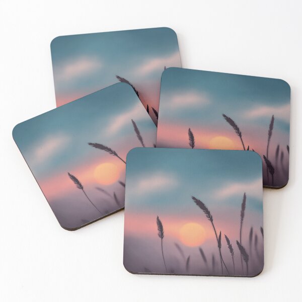Item preview, Wheat Silhouettes against Colourful Sunset Digital Illustration designed and sold by AlmightyClaire.