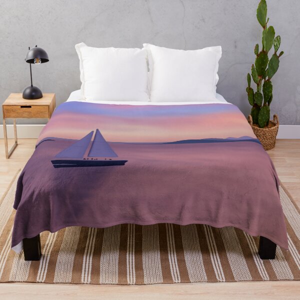 Item preview, Sailing Under a Blush Sunset Landscape Digital Illustration designed and sold by AlmightyClaire.