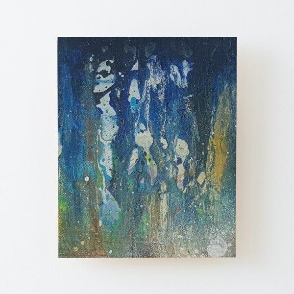 Beautiful Abstract Oil Painting Design with Ocean Colors Wood Mounted Print