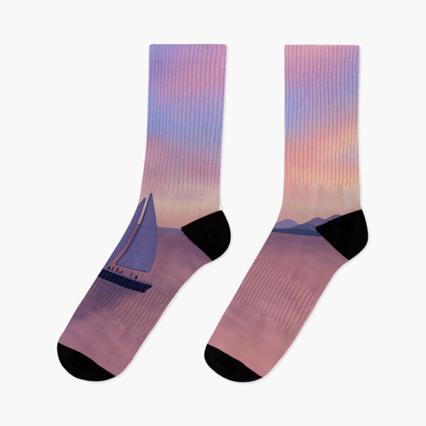 Item preview, Sailing Under a Blush Sunset Landscape Digital Illustration designed and sold by AlmightyClaire.