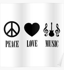 peace Love Music (Black) Poster