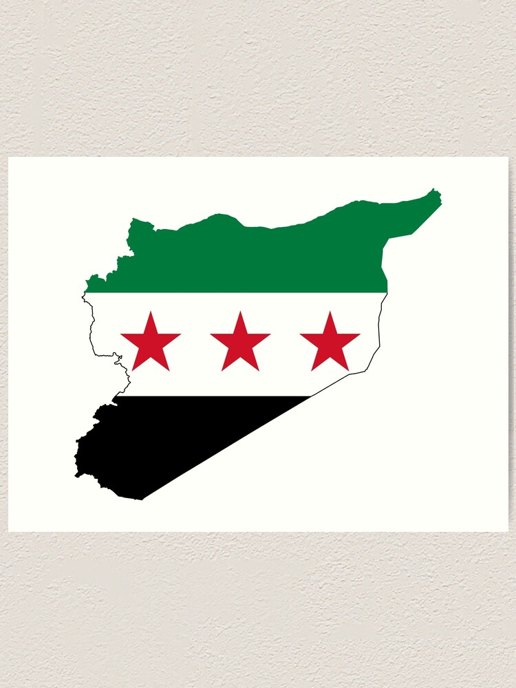 Kunstdruck for Sale mit Flaggenkarte von Syrien von abbeyz71