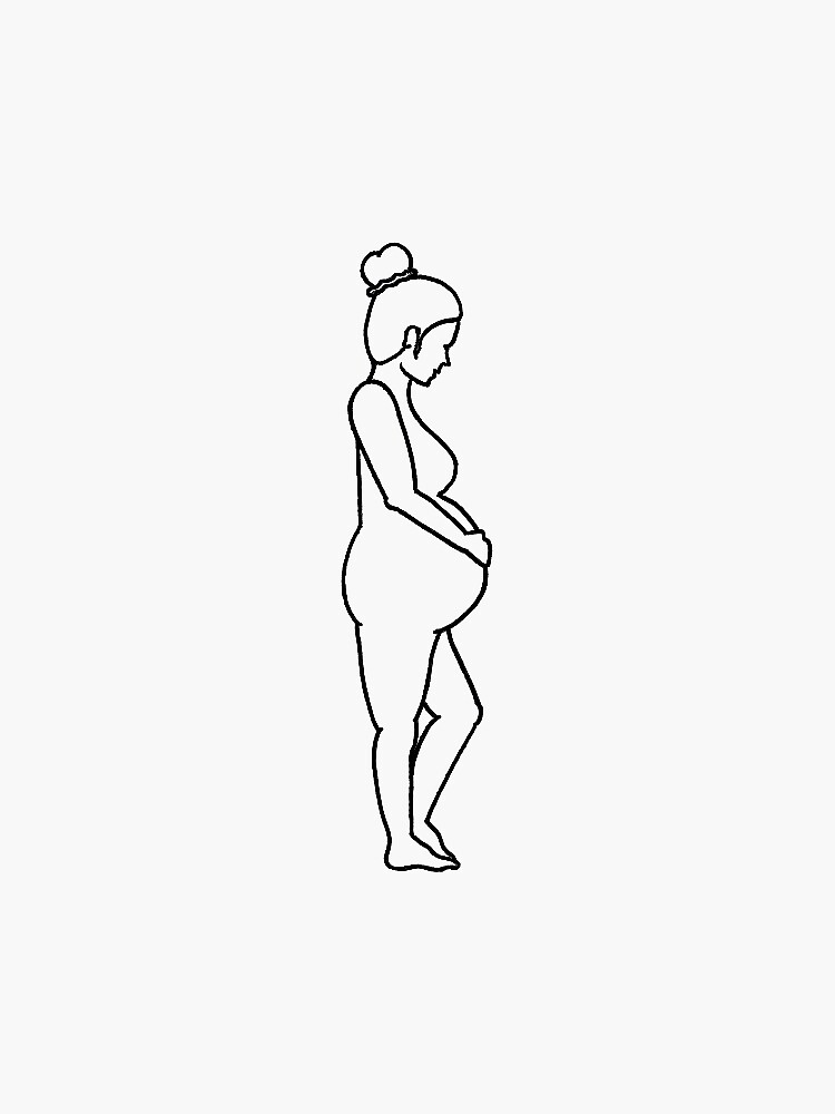 Vector of a Cartoon Pregnant Girl - Outlined Coloring Page Drawing by  toonaday - #16293