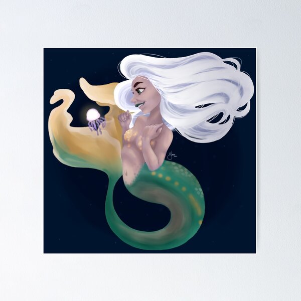 Artikelvorschau, Mermaid with a jellyfish entworfen und verkauft von SarahDArt.