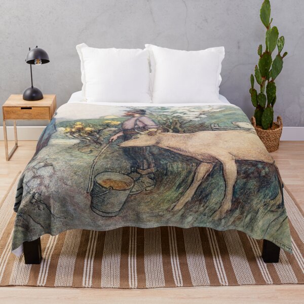 Item preview, Farmer with cow vintage illustration - Warwick Goble designed and sold by Vintage Designs +.