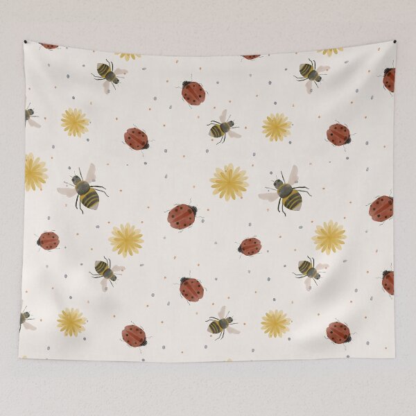 Item preview, Flowers Ladybugs and Bees Pattern  designed and sold by Gallerisa.