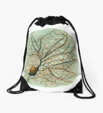 Dendritic tree and spines of an hippocampal neuron - watercolor - green Drawstring Bag