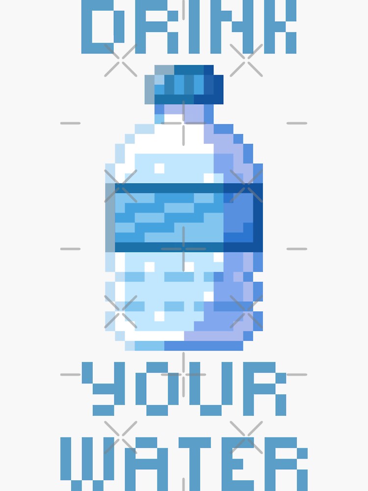 Pixel Water Bottle Sticker For Sale By Kasumiblu Redbubble