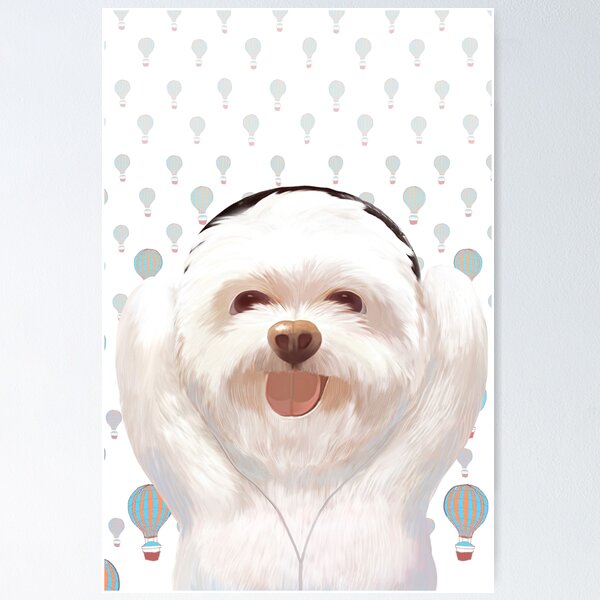 Smile Dog Listening to Music with Headphone  Poster