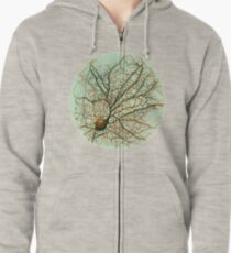 Dendritic tree and spines of an hippocampal neuron - watercolor - green Zipped Hoodie