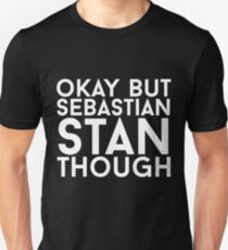 Sebastian Stan - White Text Unisex T-Shirt