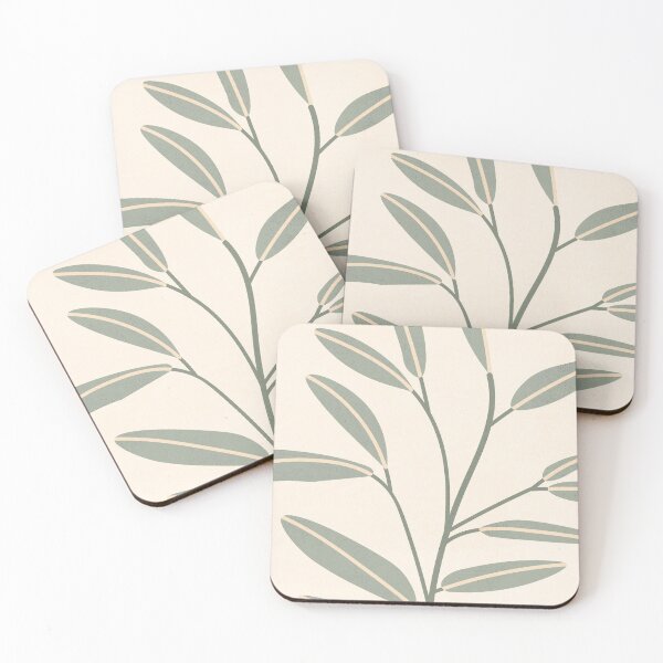 Item preview, Mid Century, Modern Artwork, Plant Leaves, Beige 1 designed and sold by technicolorable_art.