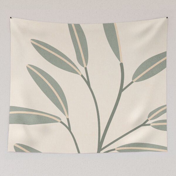 Item preview, Mid Century, Modern Artwork, Plant Leaves, Beige 1 designed and sold by technicolorable_art.