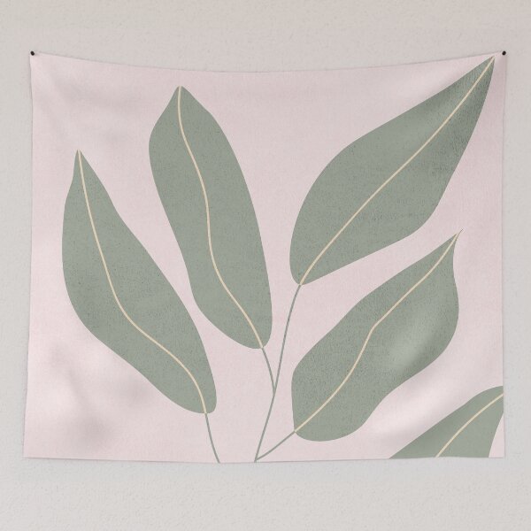Aperçu de l'œuvre Mid Century Modern Artwork, Plant Leaves, Beige 2 créée et vendue par technicolorable_art.