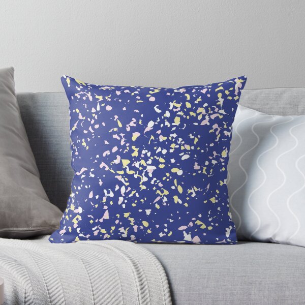 Paint Splash Blue Terrazzo Pattern Throw Pillow