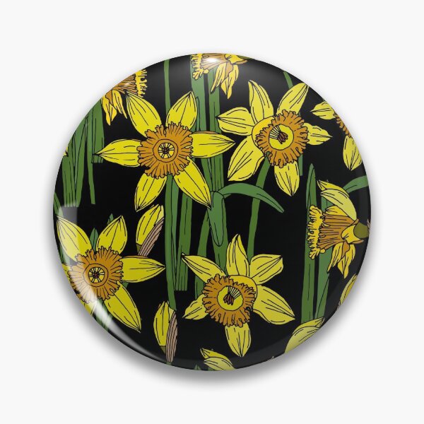 Item preview, Daffodil Yellow Flowers on Black designed and sold by HotHibiscus.