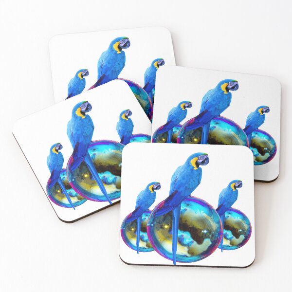 Item preview,   TROPICAL BLUE MACAWS BLUE BUBBLES ABSTRACT ART designed and sold by sharlesart.