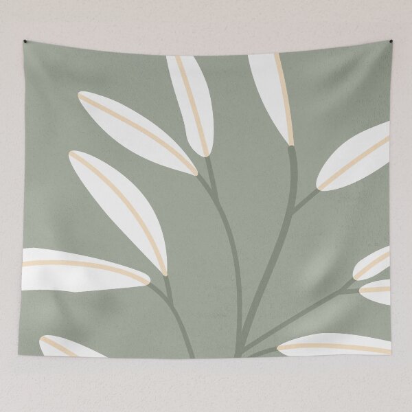 Aperçu de l'œuvre Mid Century Modern Artwork, Plant Leaves, Sage Green 1 créée et vendue par technicolorable_art.