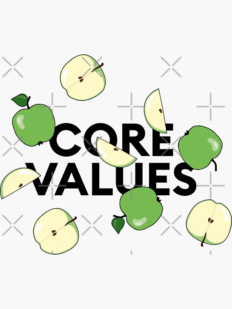 Core values” statement collage with apples" Sticker for Sale by