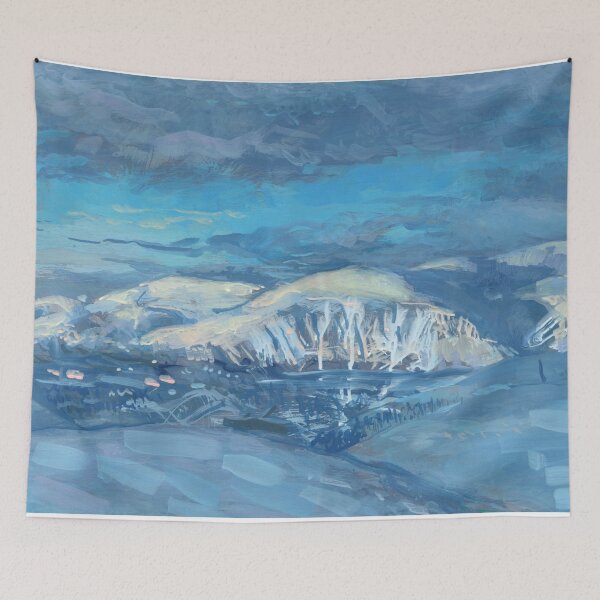 Item preview, Khibiny Mountains, Winter Landscape in Blue Shades, Modern Impressionism  designed and sold by Julia Khoroshikh.