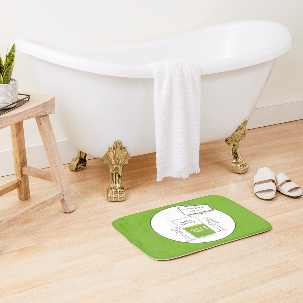 Glass Half Empty or Half Full Housekeeping Novelty Gifts Bath Mat