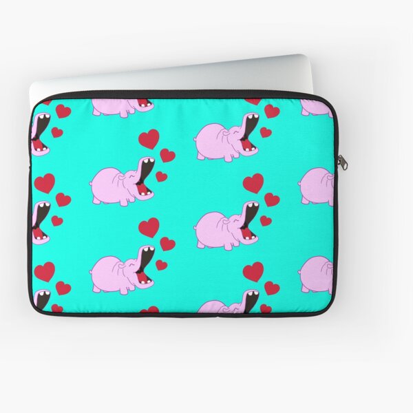 The Happy Hippo with hearts Laptop Sleeve