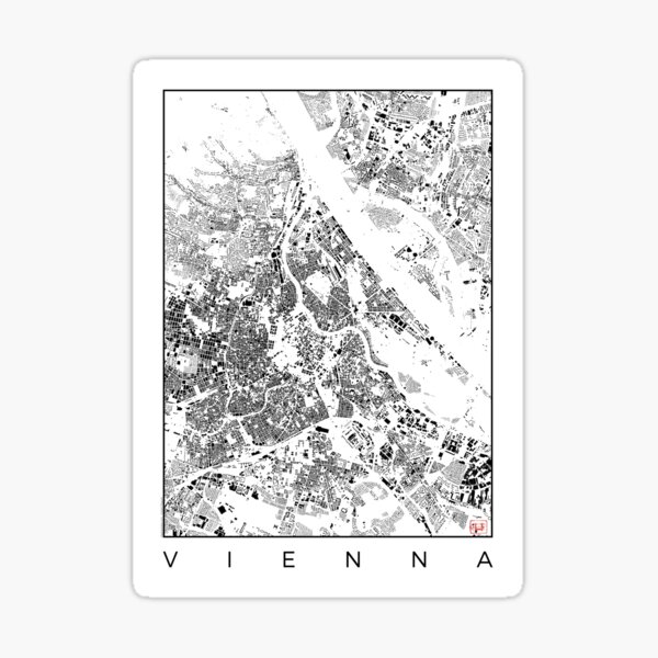 Vienna Map Schwarzplan Only Buildings Urban Plan Sticker
