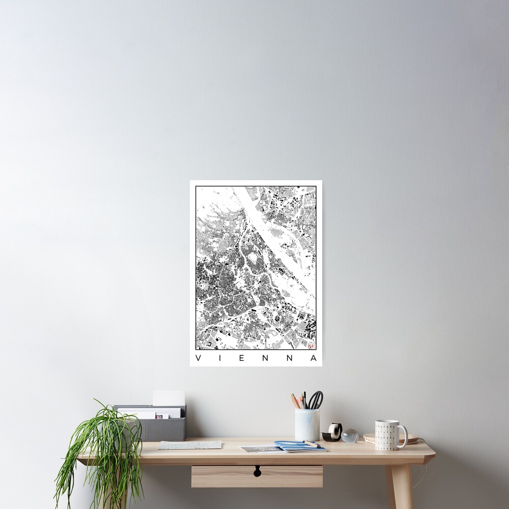 Vienna Map Schwarzplan Only Buildings Urban Plan Poster