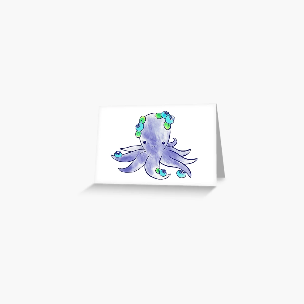 Wee Blue Coo Octopus Vintage Illustration Greeting Card With Envelope Inside Premium Quality - View #6