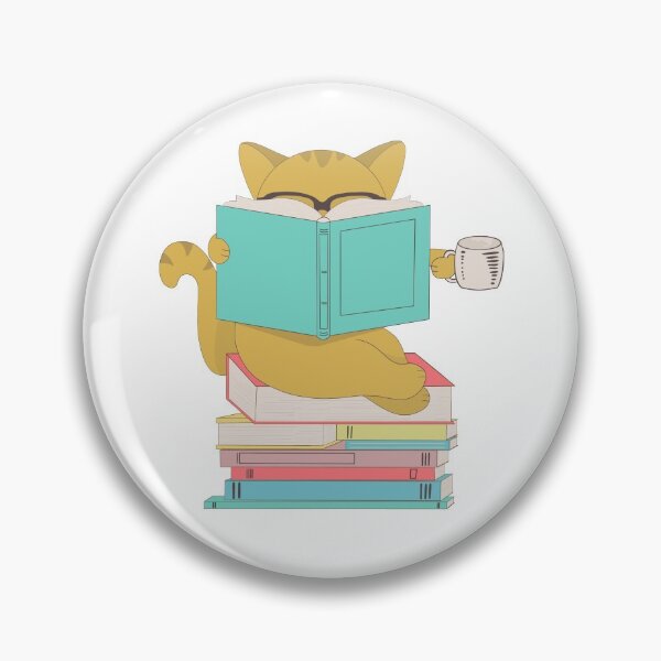 Item preview, Cat with glasses drinking coffee or tea and reading book designed and sold by gogo-jr.