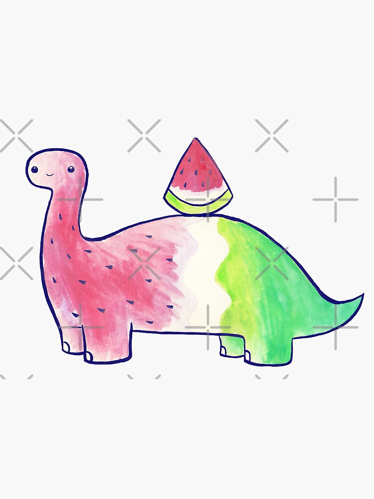 "Watermelon Dinosaur Watercolor" Sticker for Sale by SaradaBoru Redbubble