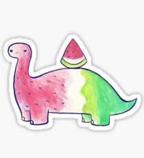 Pegatina Sandía Dinosaurio Acuarela