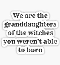 We Are The Granddaughters Of The Witches You Weren't Able To Burn Sticker