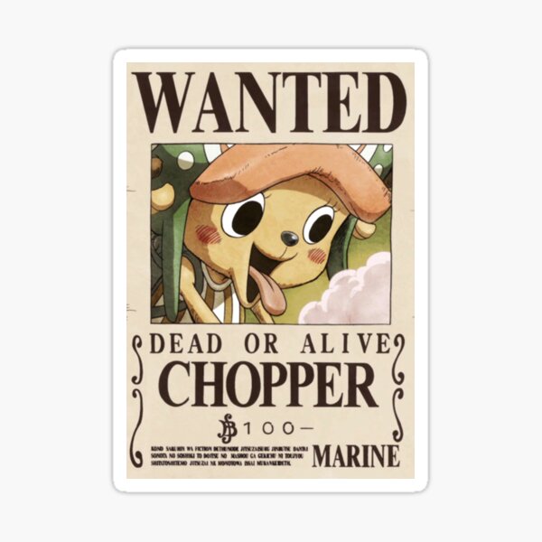STICKERS AUTOCOLLANT TR.POSTER A4 MANGA ONE PIECE WANTED CHOPPER DEAD OR ALIVE. 