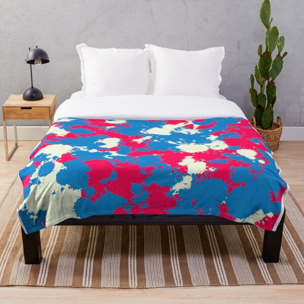Item preview, Salpicadura de pintura azul, crema y roja con lavado retro designed and sold by BigTexFunkadelic.