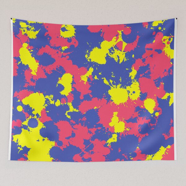 Item preview, Blue, Yellow and Coral Paint Splatter designed and sold by BigTexFunkadelic.