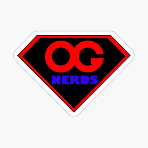 OG NERDS Logo Superhero Shield Red and Blue Sticker