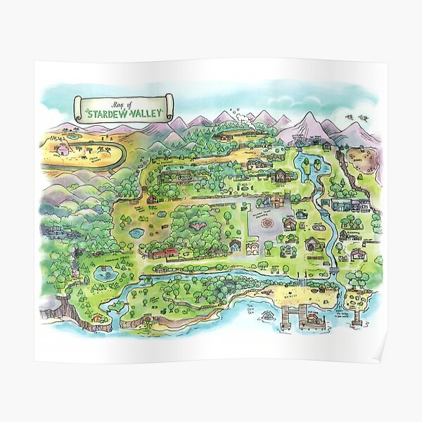 Stardew Valley Map Poster Poster By Apexartz Redbubble