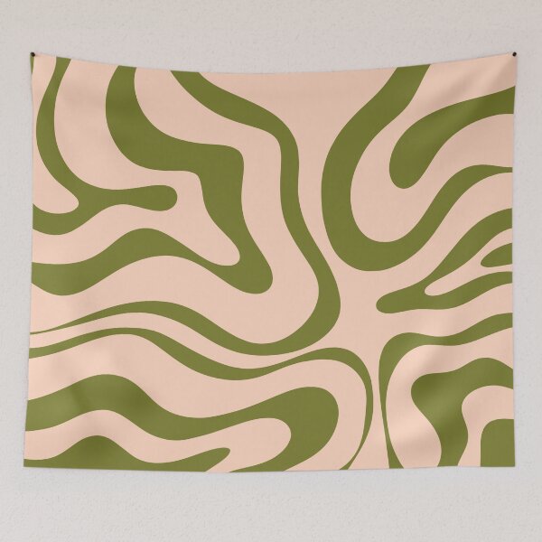 Item preview, Patrón abstracto de remolino líquido moderno en verde oliva y rubor pálido designed and sold by kierkegaard.