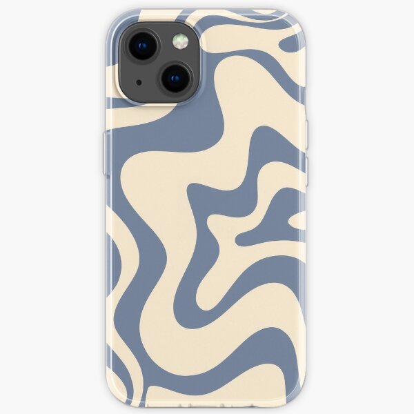 Liquid Swirl Retro Abstract Pattern in Stone Blue and Cream iPhone Soft Case
