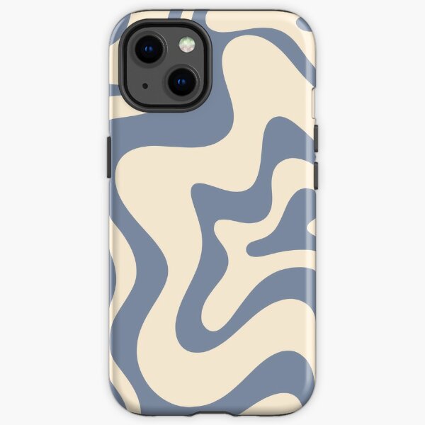 Liquid Swirl Retro Abstract Pattern en bleu pierre et crème Coque antichoc iPhone
