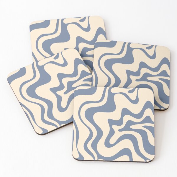 Item preview, Liquid Swirl Retro Abstract Pattern in Stone Blue and Cream designed and sold by kierkegaard.