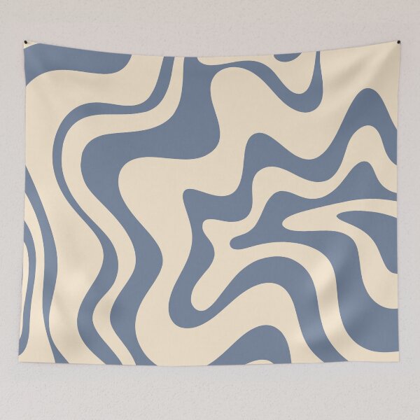 Item preview, Liquid Swirl Retro Abstract Pattern in Stone Blue and Cream designed and sold by kierkegaard.