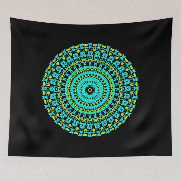 Item preview,  mandala blue yellow  neon designed and sold by Creativeart1974.