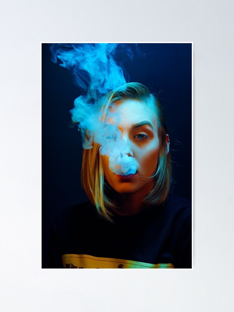 "Neon Girl Smoking" Poster by thekinggraphics Redbubble