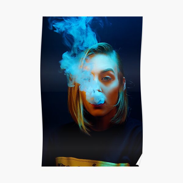 "Neon Girl Smoking" Poster by thekinggraphics Redbubble