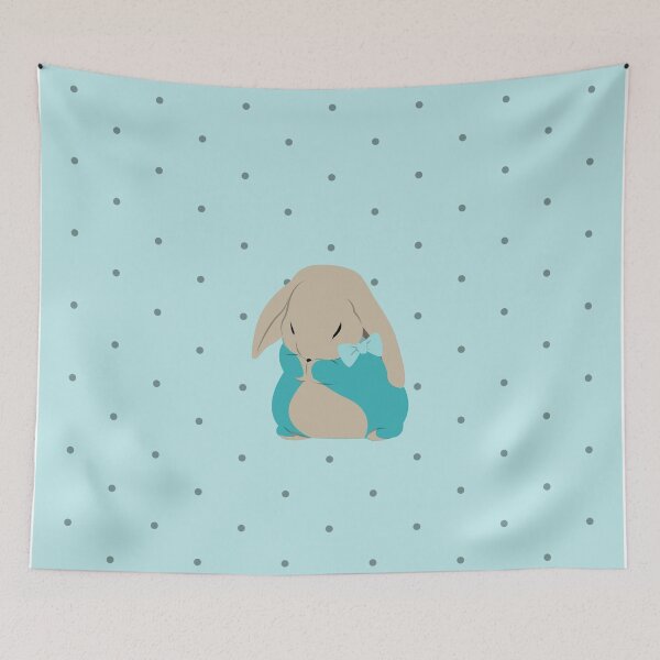 Item preview, Cute  Bunny rabbit design with blue dotty background designed and sold by Shir-designs.